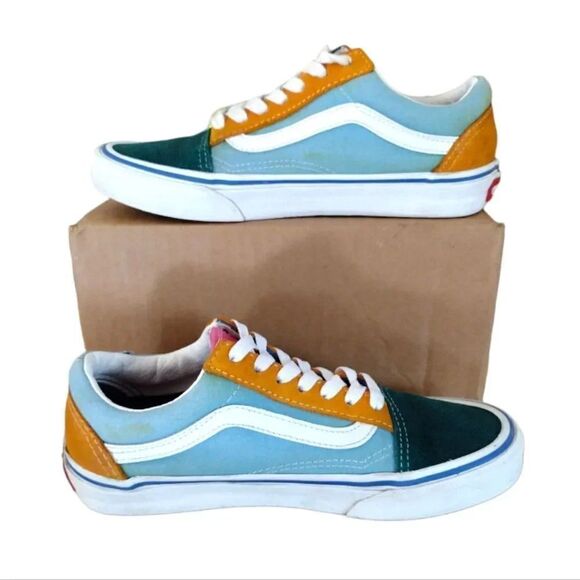 VANS Old Skool Blue Colorblock Suede Canvas Skate Sneakers W6 Y4.5 - Picture 4 of 16